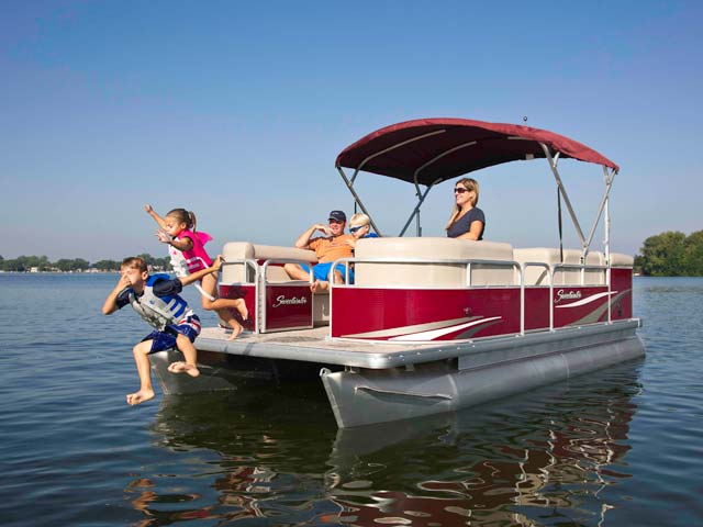 pontoon boat kids swimming