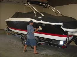 waxing boat hull
