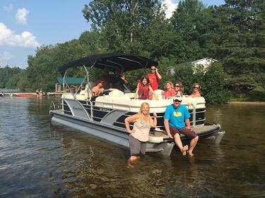 new pontoon boat from len's cove