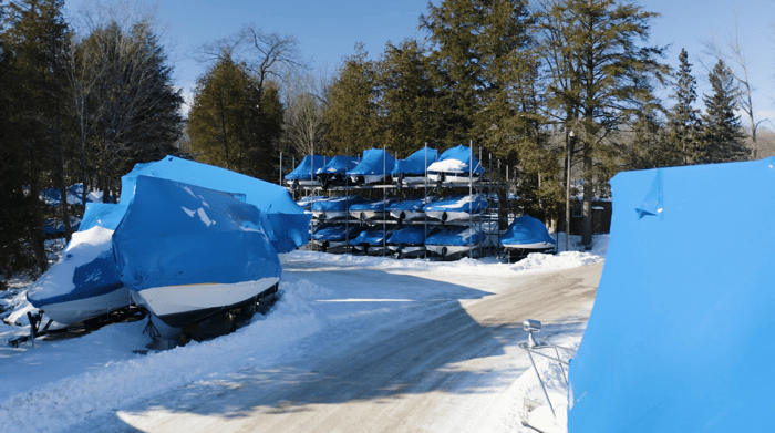 boats in winter storage