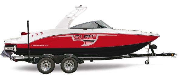 Chaparral surf boat on trailer